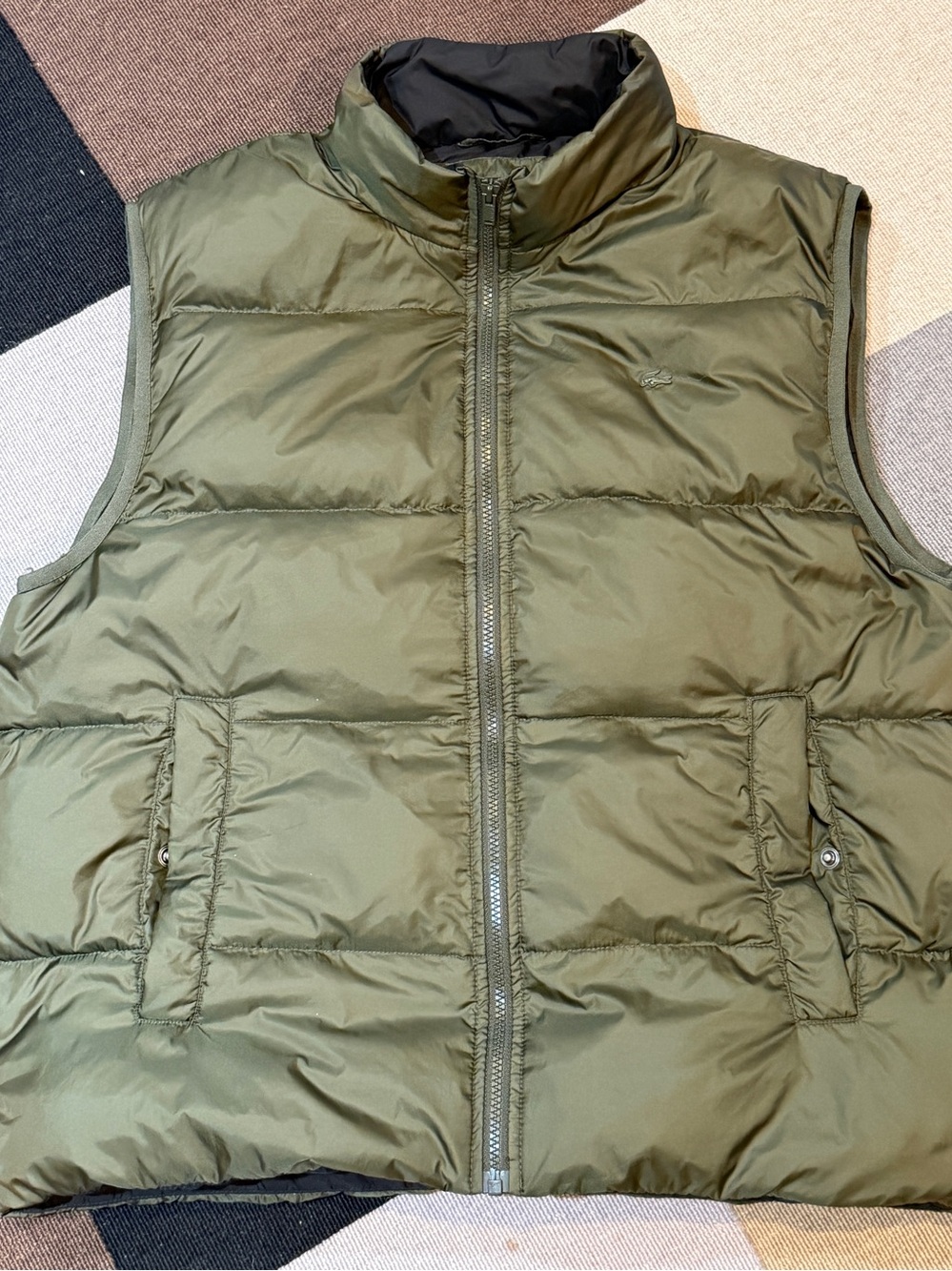 LACOSTE MENS PUFFER VEST olive green xl